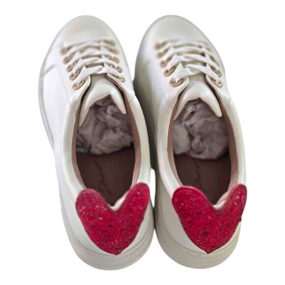 Betsy Johnson Heart Accent Cream and Red Women's Sneakers. Size 11 never worn. - Picture 3 of 8
